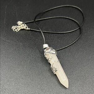 18” Silver and Clear Crystal Pendant Necklace